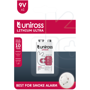 Литиева батерия CR 9V Uniross Ultra Lithium 9V 800 mAh