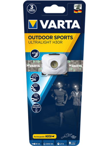 Акумулаторен челник за глава Varta Outdoor Sports Ultralight H30R - Бял