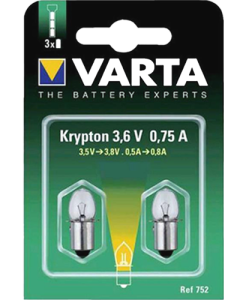 2 Криптонови крущки за фенер Varta V752 3.6V - стик